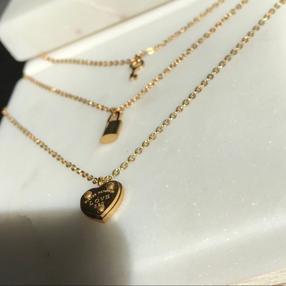 🔐 Lock and Key Heart Layered Necklace - Picture 3 of 5